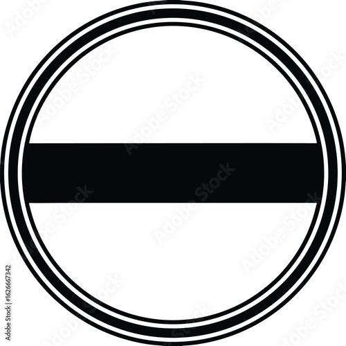 Black horizontal bar within a black outlined circle on white background vector illustration