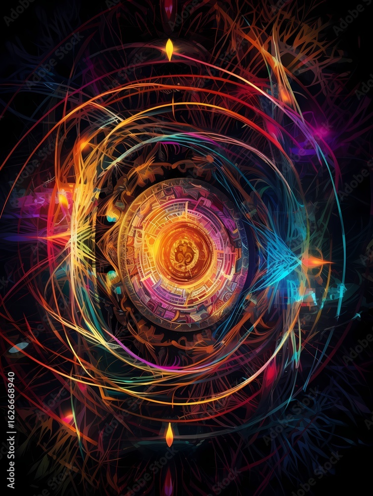 Obraz premium Energetic Neurostorm — Abstract ADHD Art with Chaotic Symmetry