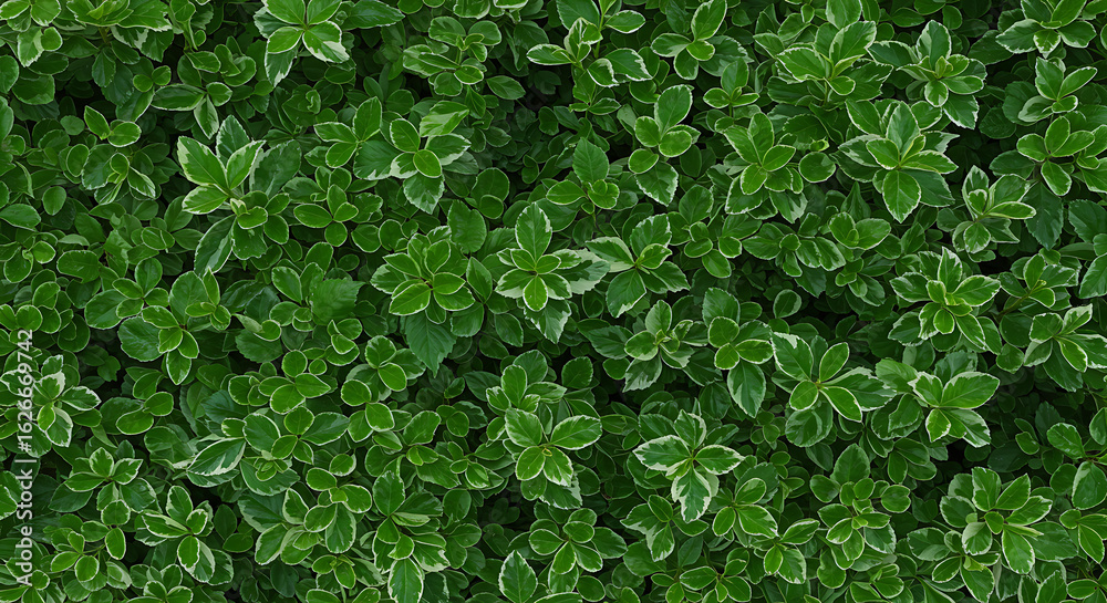 Obraz premium Closeup of Variegated Bush with Green and White Leaves.
