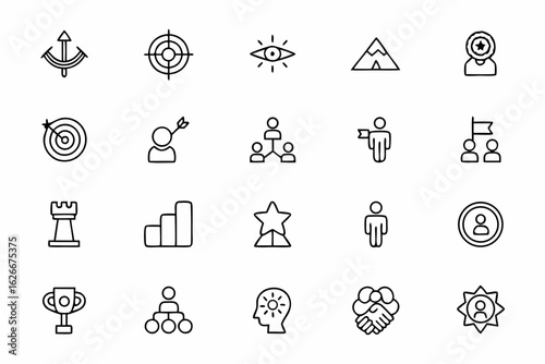 Visionary Leadership Icons – Minimalist Line Art for Coaching, Strategy, and Motivation