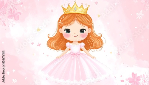 Cute princess in a pink ballgown