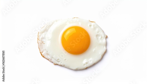 Deliciously Bright Fried Egg on Clean White Background Showcasing Culinary Simplicity and Comfort Food