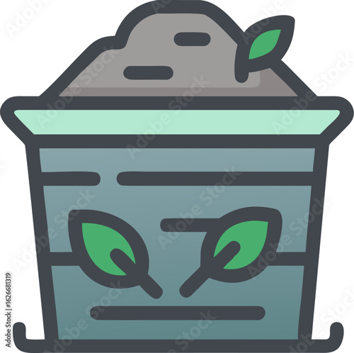 Simple illustration of a green compost bin with a lid suitable for environmental or gardening themes