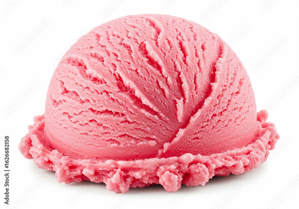 Perfectly Scooped Strawberry Ice Cream Delight on a Clean White Background Perfectly Scooped Strawberry Ice Cream Delight on a Clean White Background