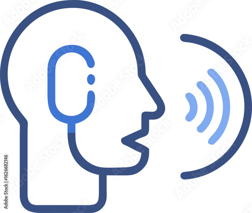 Modern voice command icon for digital interfaces and applications featuring clear visual communication and user interaction elements
