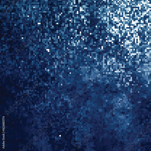 "Abstract vector glowing white waves background overlay. Dynamic pixelated ribbon design on a dark purple backdrop with light particles for tech and presentation art."