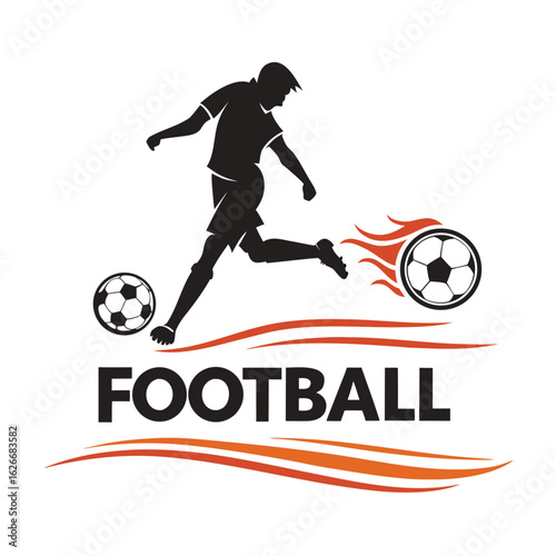 Flaming Football Player Logo
