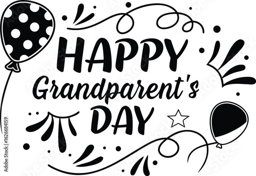 Happy grandparents day celebration with balloons and decorative elements