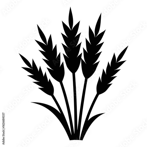 A silhouette illustration of a rice stalk