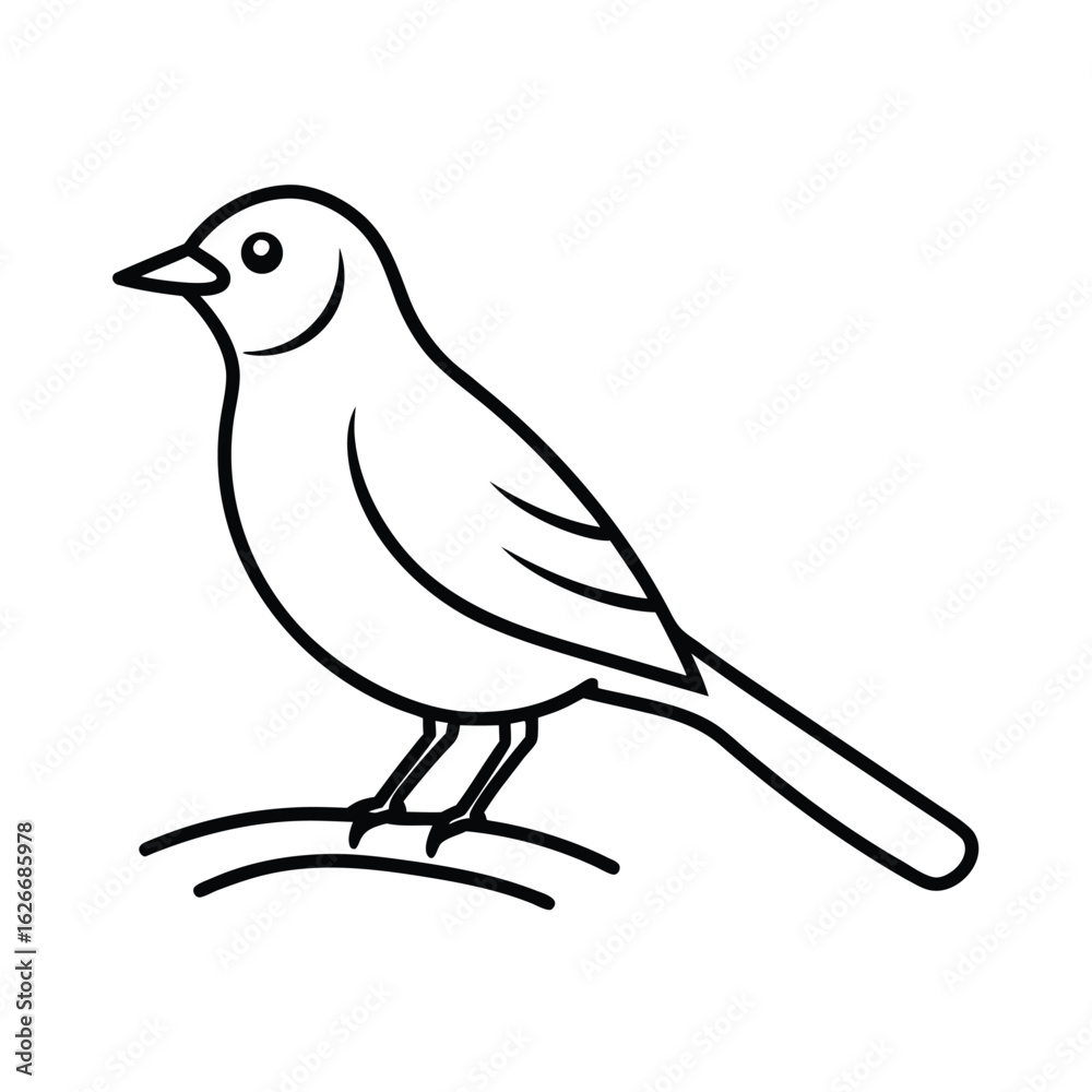 Obraz premium Line art illustration of a bird on a branch
