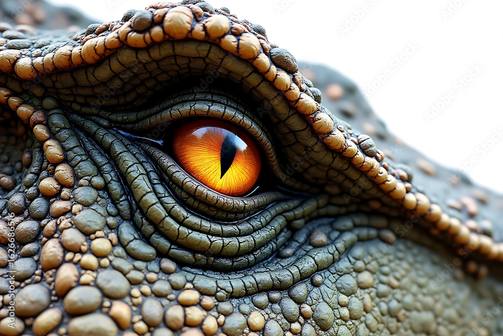 Fototapeta premium Close up of a reptilian eye with orange iris and black pupil