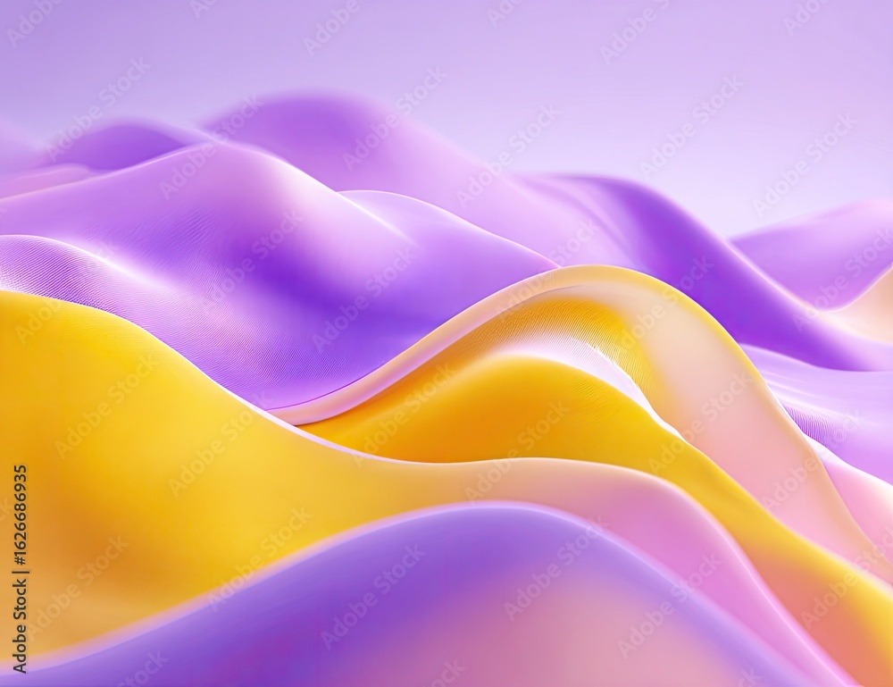 Fototapeta premium Abstract wavy shapes of vibrant purple and yellow