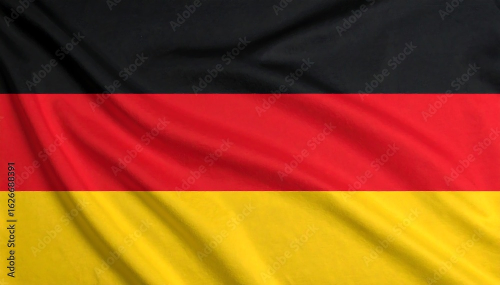Naklejka premium German flag with black, red, and gold horizontal stripes, slightly wrinkled texture