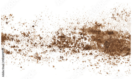 Grimy brown dirt texture overlay featuring rough eroded marks on transparent background, distressed surface, grunge layer effect, gritty weathered texture, old worn overlay