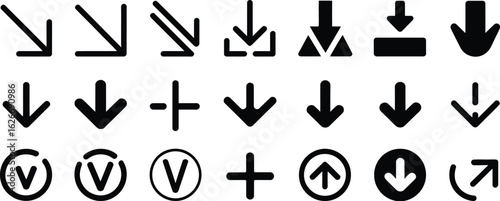 Directional Arrow Icons Set. Navigation and Movement Symbols. Pro Vector