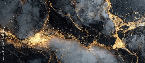 Panel kuchenny z motywem Abstract dark gray and white marble with gold veins