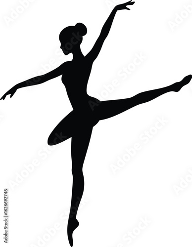 graceful silhouette of a ballerina performing an elegant arabesque ballet pose