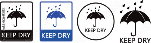 Keep dry symbols icons set, Keep dry shipping vector illustration, rain sign symbol, umbrella with rain in various styles vector element,