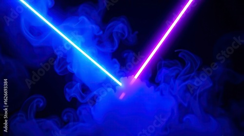 Neon Lights and Smoky Background