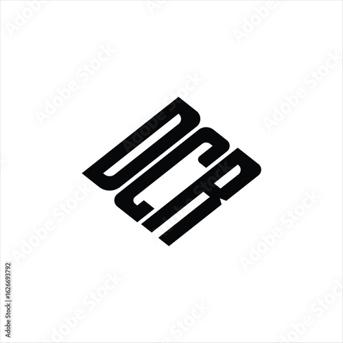 Modern abstract DCR logo design featuring geometric lines for innovative data analysis and digital transformation branding