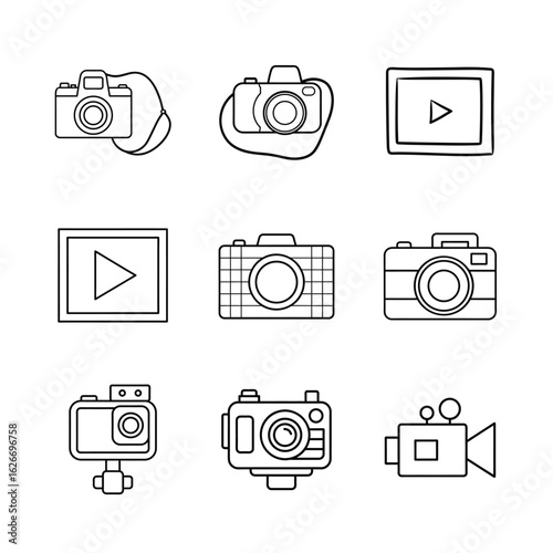Photography and Video Doodle Icon Set