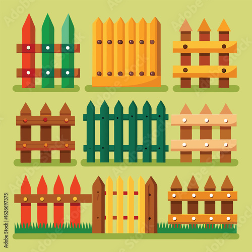 set of wooden fence