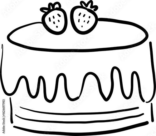 Hand Drawn Happy Birthday Cake Outline