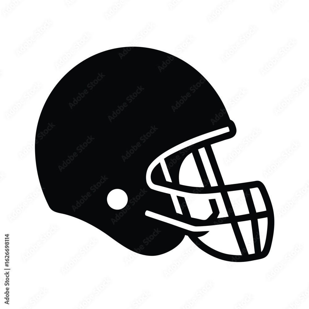 Naklejka premium Football helmet silhouette icon on white