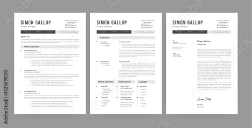  Minimal resume and cover letter design template, professional cv design