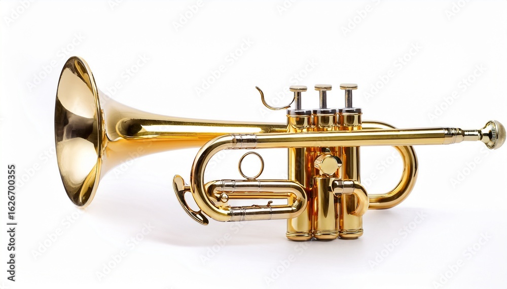 Obraz premium golden horn trumpet isolated white background