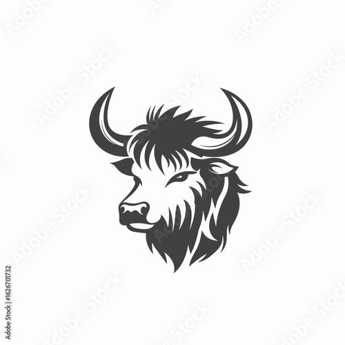 Wallpaper Mural Stylized Bull Head Silhouette with Curved Horns and Detailed Fur Texture Torontodigital.ca
