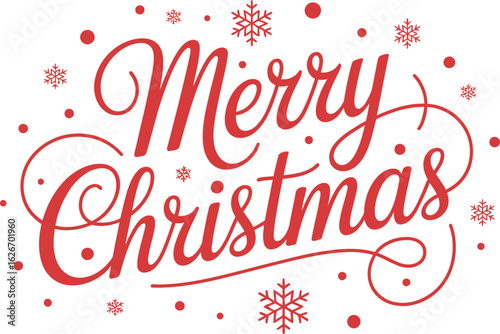 Elegant red merry Christmas typography festive calligraphy design