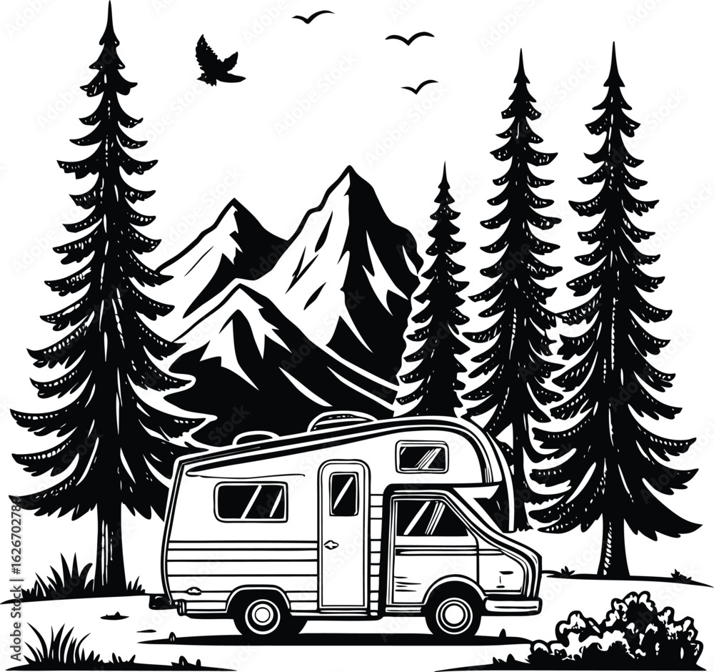 Obraz premium Camping Svg Design, SVG Bundle, Camping Clipart, Camping Vector Graphics, Mountain Design, Camping Cut Files
