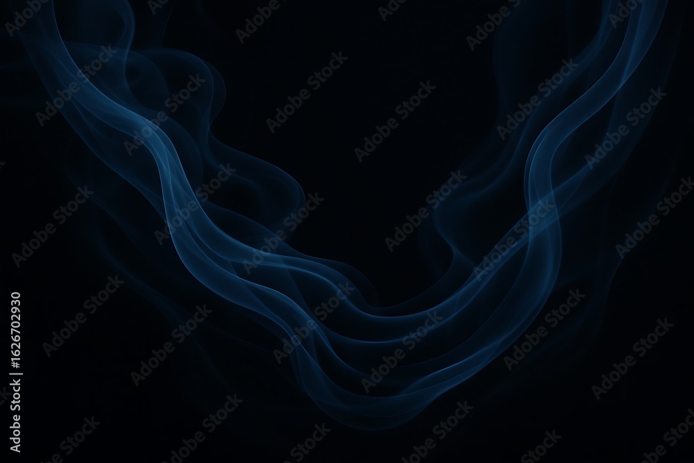 Fototapeta premium Ethereal blue smoke wisps against a dark background