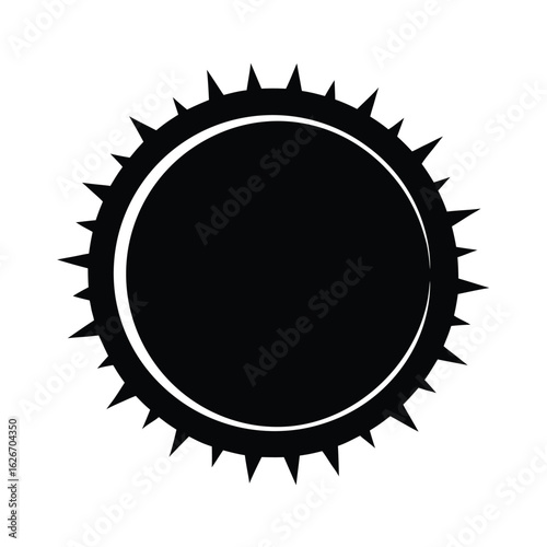 Black silhouette of a solar eclipse corona