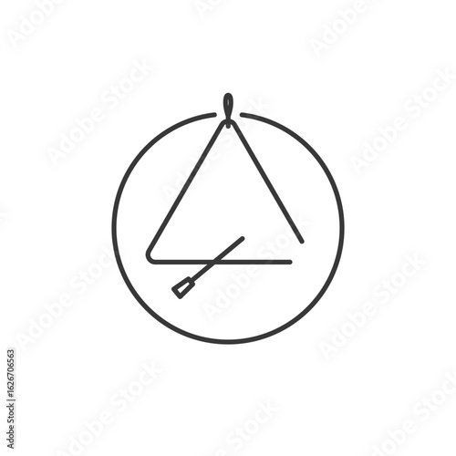 Clean triangle music instrument with angled striker, ideal for rhythm tools, orchestral app icons, or sonic branding with precision and clarity