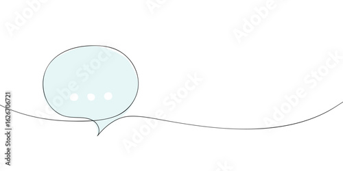 Single line drawing of a speech bubble. Colored continuous line icon. Vector illustration.