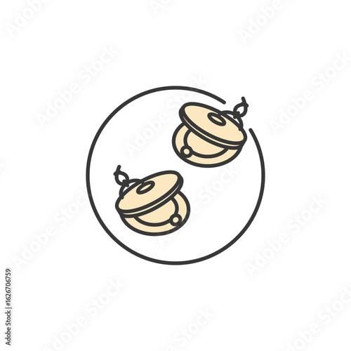 Paired castanets with crisp contours and traditional flair, perfect for rhythm-based app icons, flamenco-themed branding, or percussion tools with cultural edge