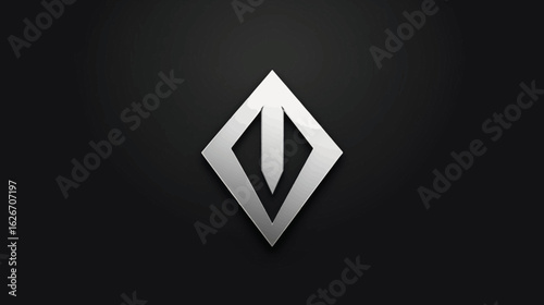Free Download Silver Geometric Logo with Vertical Line Inside Diamond Shape - GFXLoad