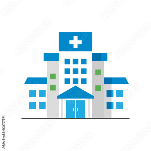 Real estate icons include hospitals, buildings, and First Aid.