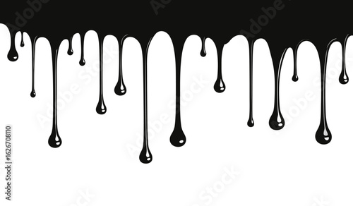 Black Dripping Paint Texture – Abstract Liquid Flow Vector

