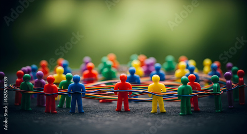 Wallpaper Mural Colorful miniature people connected forming a network global community teamwork collaboration diversity unity togetherness social connection Torontodigital.ca