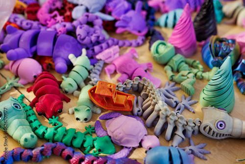 3D Plastic toy animal model or sample part made from automatic 3d printer machine.