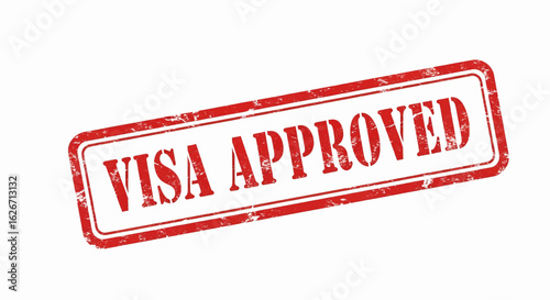 Red Visa Approved grunge stamp, a vector illustration.