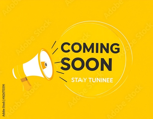 Announcement graphic with megaphone and coming soon text