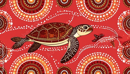 Turtle in Aboriginal-style pattern