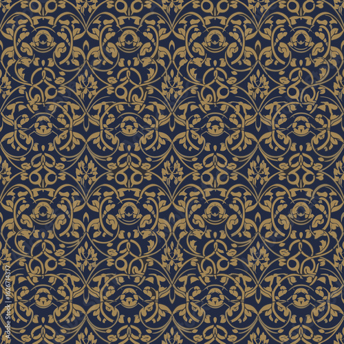 Seamless background with traditional Japanese pattern in Karakusa style  