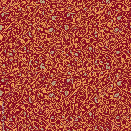 Seamless background with traditional Japanese pattern in Karakusa style  