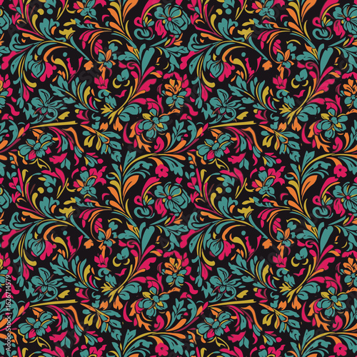 Seamless background with traditional Japanese pattern in Karakusa style  