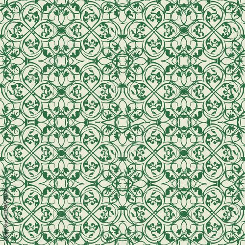 Seamless background with traditional Japanese pattern in Karakusa style  